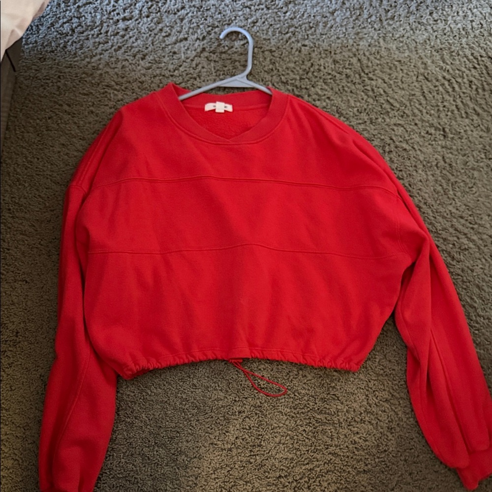 Garage Bright Red Cropped Hoodie